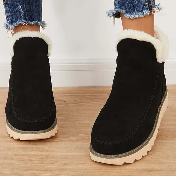 Ashley | Fleece-Lined Slip-On Ankle Boots for Winter