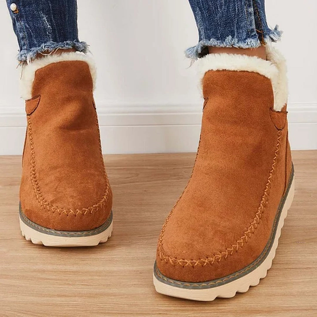 Ashley | Fleece-Lined Slip-On Ankle Boots for Winter