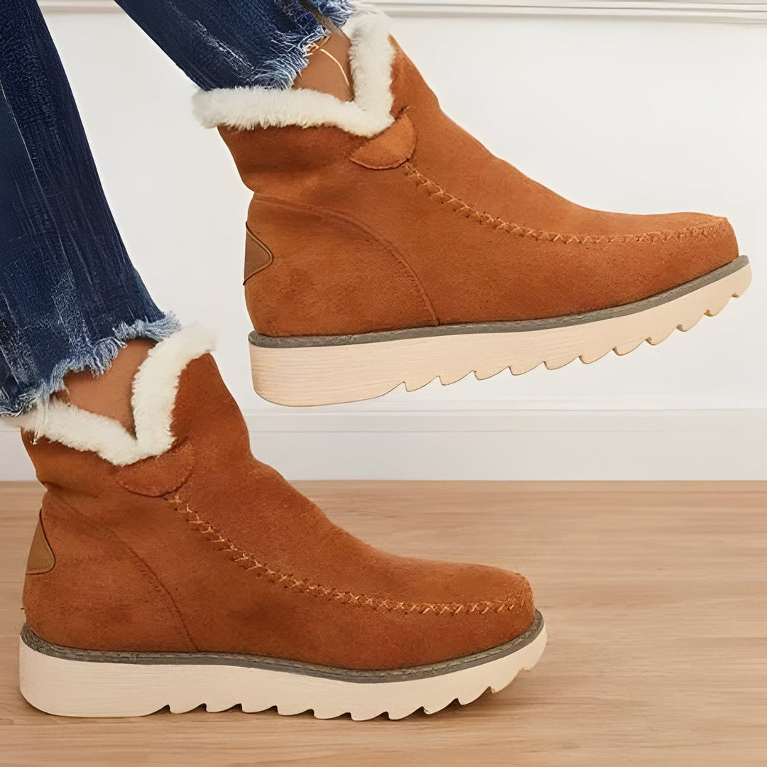 Ashley | Fleece-Lined Slip-On Ankle Boots for Winter
