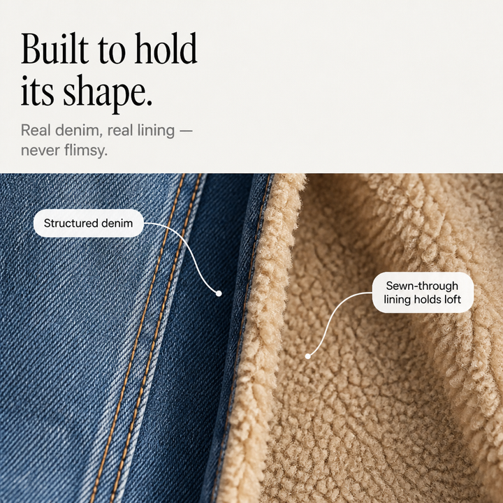 Jenny | Sherpa-Lined Long Denim Winter Coat