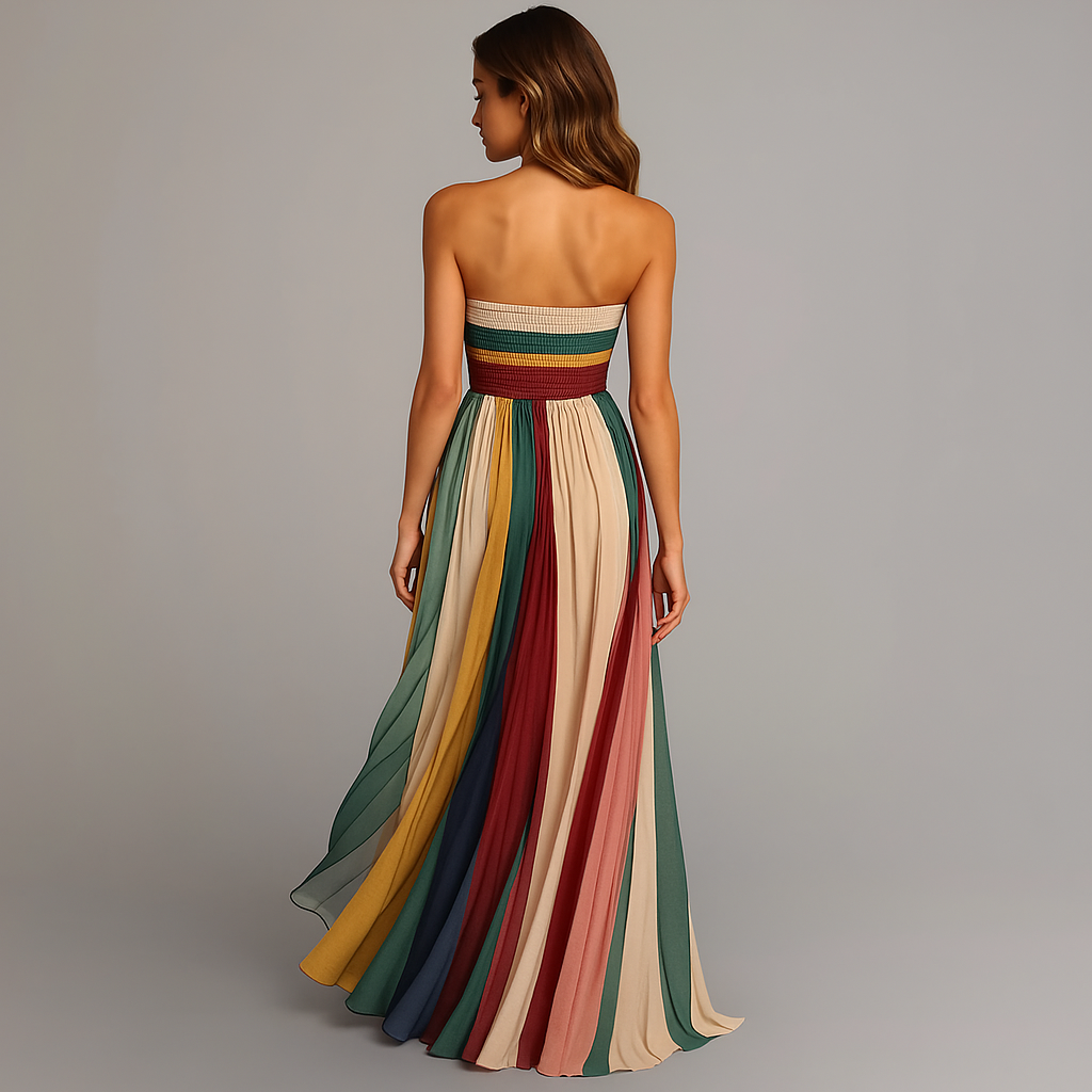 Judith | Strapless Pleated Maxi Dress for Summer