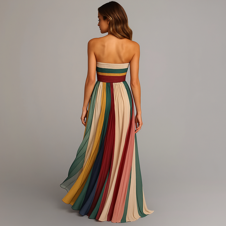 Judith | Strapless Pleated Maxi Dress for Summer