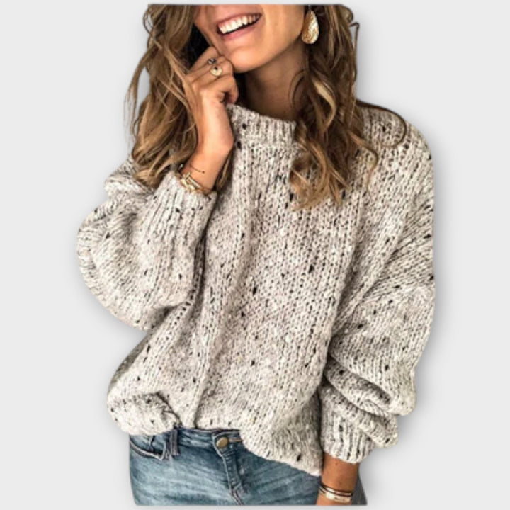 Iris | Balloon-Sleeve Chunky-Knit Mock-Neck Sweater