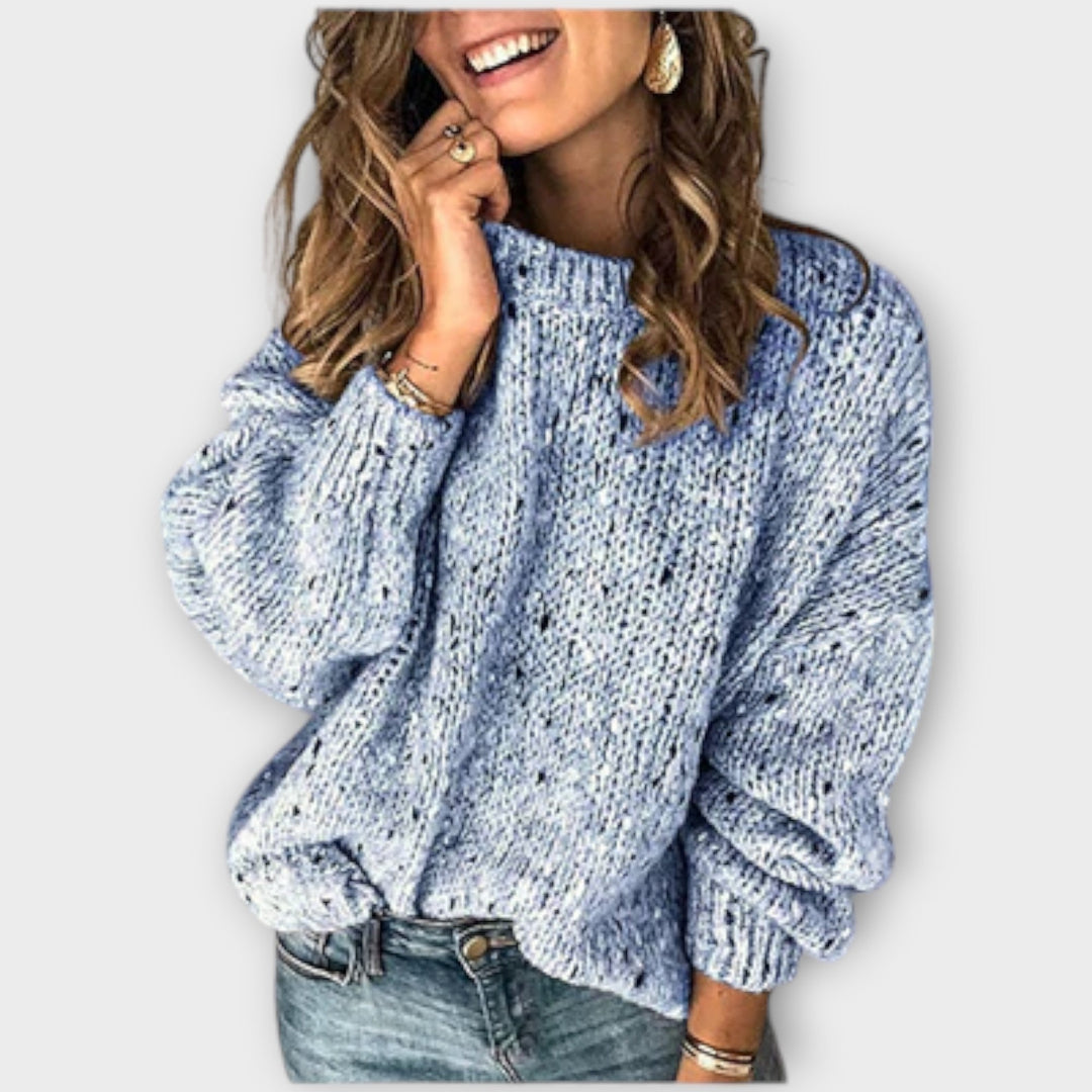 Iris | Balloon-Sleeve Chunky-Knit Mock-Neck Sweater