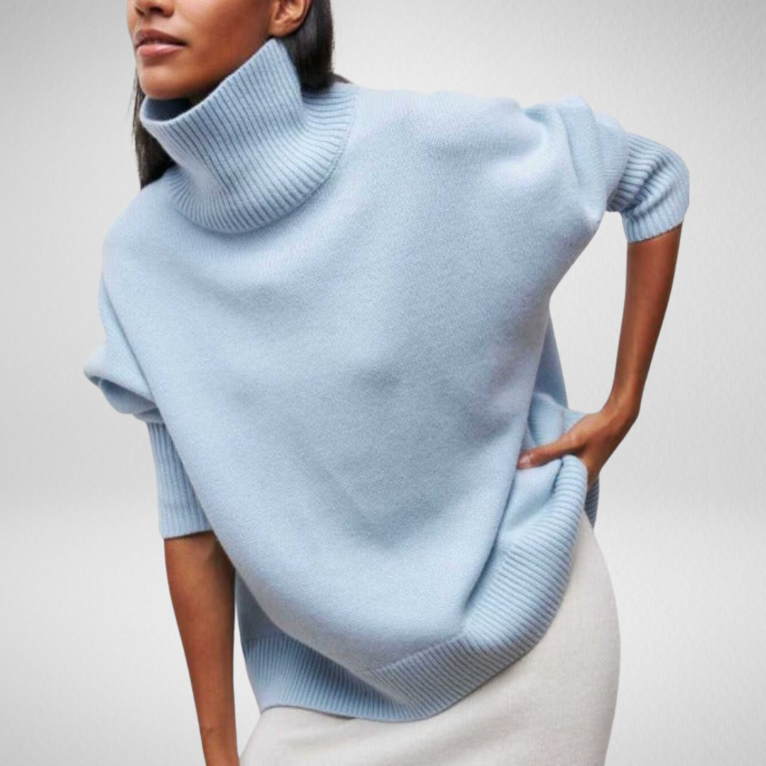 Lillian | Poncho-Drape Oversized Turtleneck Sweater