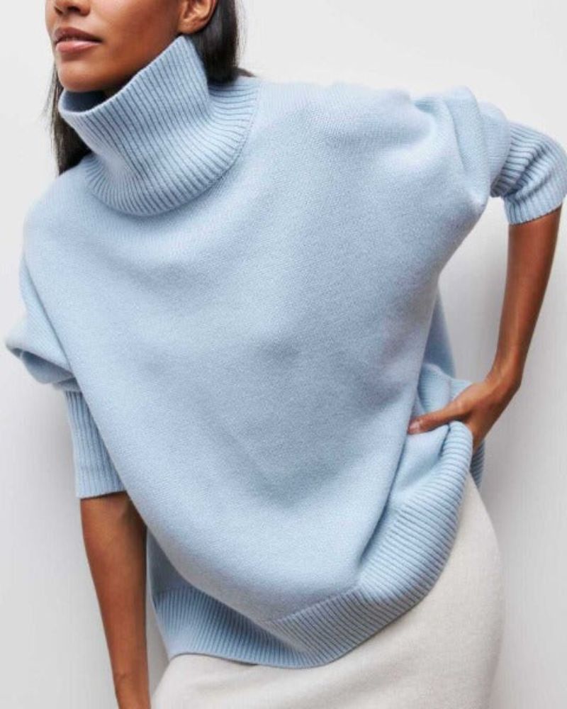 Lillian | Poncho-Drape Oversized Turtleneck Sweater