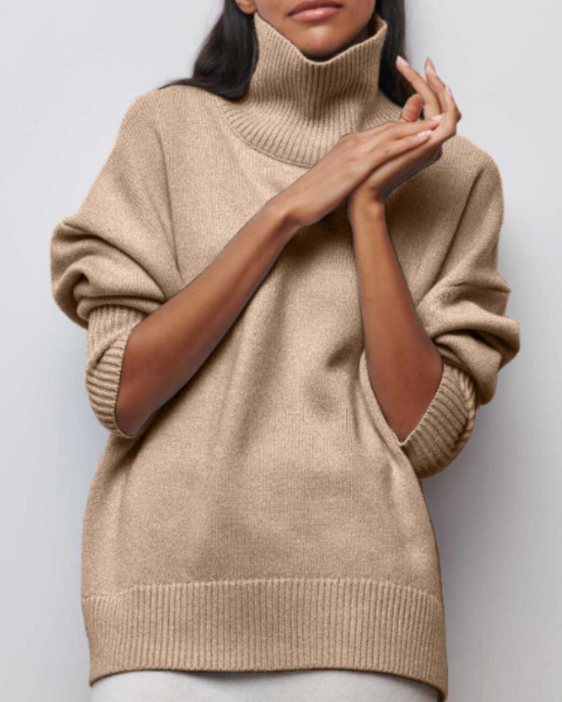 Lillian | Poncho-Drape Oversized Turtleneck Sweater
