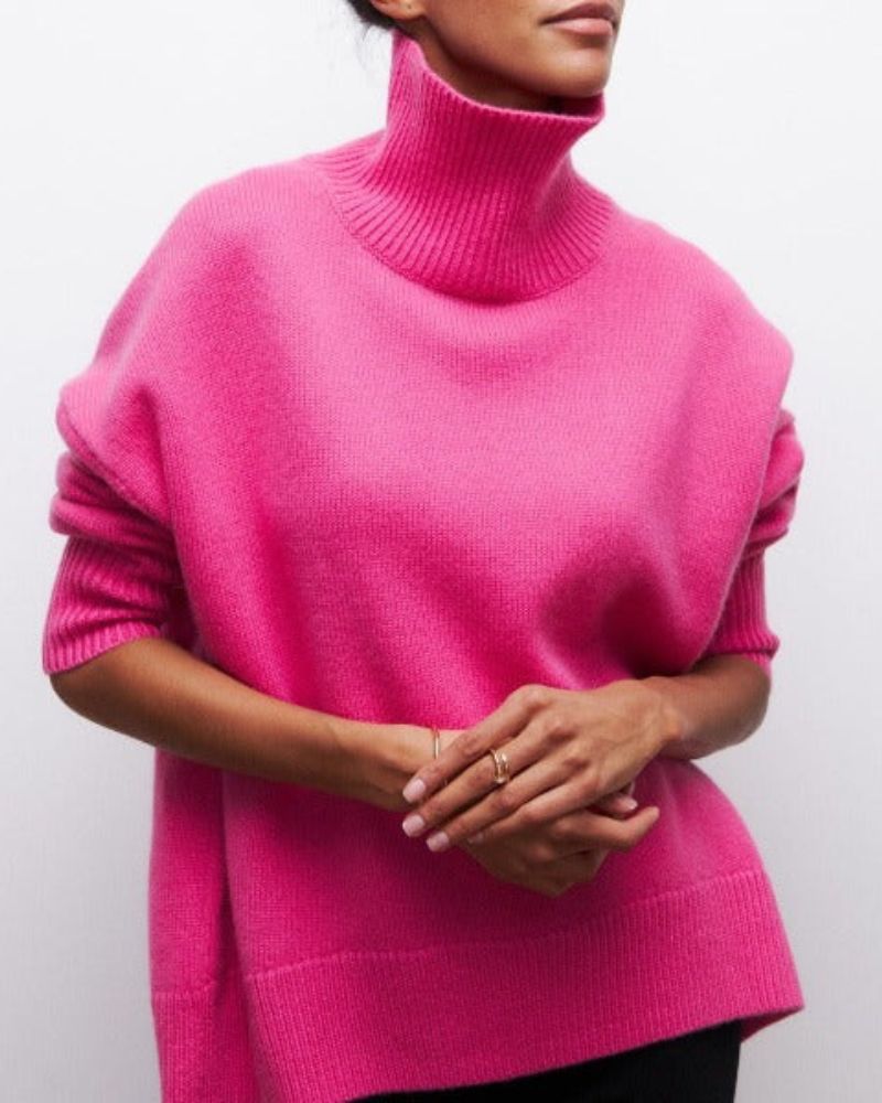Lillian | Poncho-Drape Oversized Turtleneck Sweater