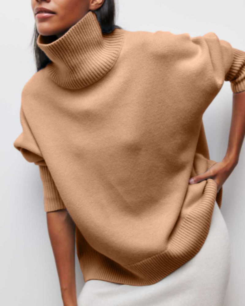Lillian | Poncho-Drape Oversized Turtleneck Sweater