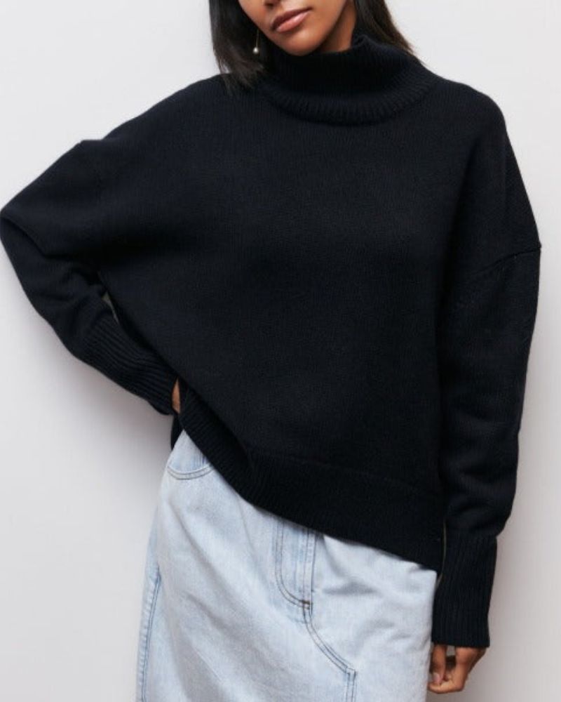 Lillian | Poncho-Drape Oversized Turtleneck Sweater