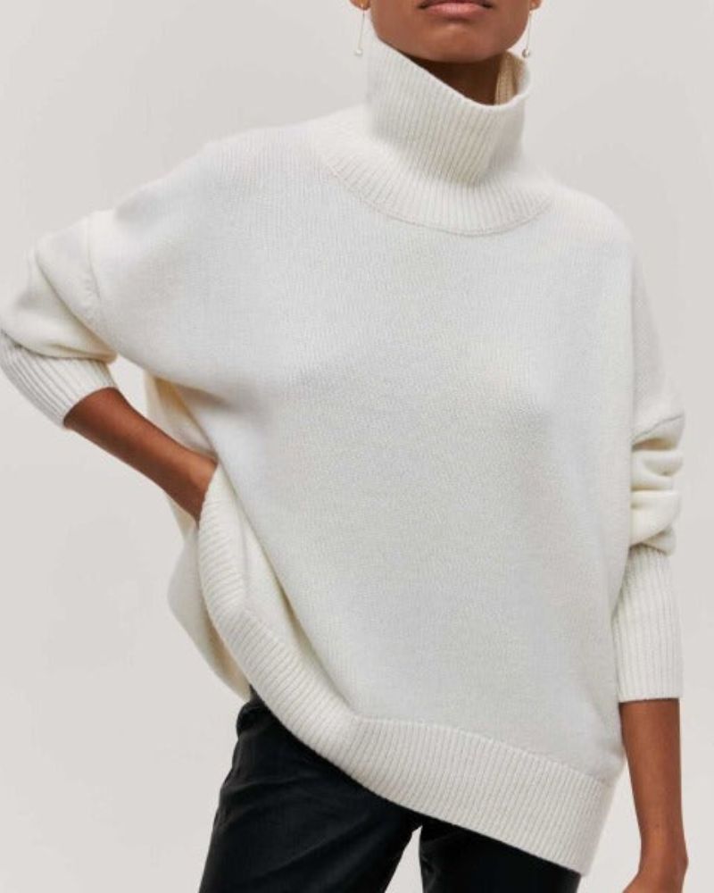 Lillian | Poncho-Drape Oversized Turtleneck Sweater
