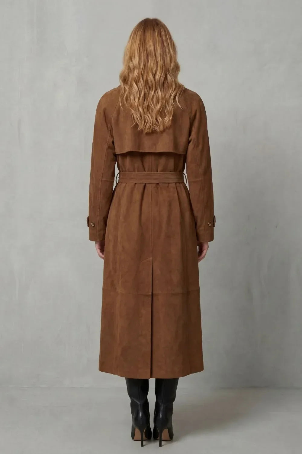 Laura | Belted Double-Breasted Suede Trench Coat for Fall
