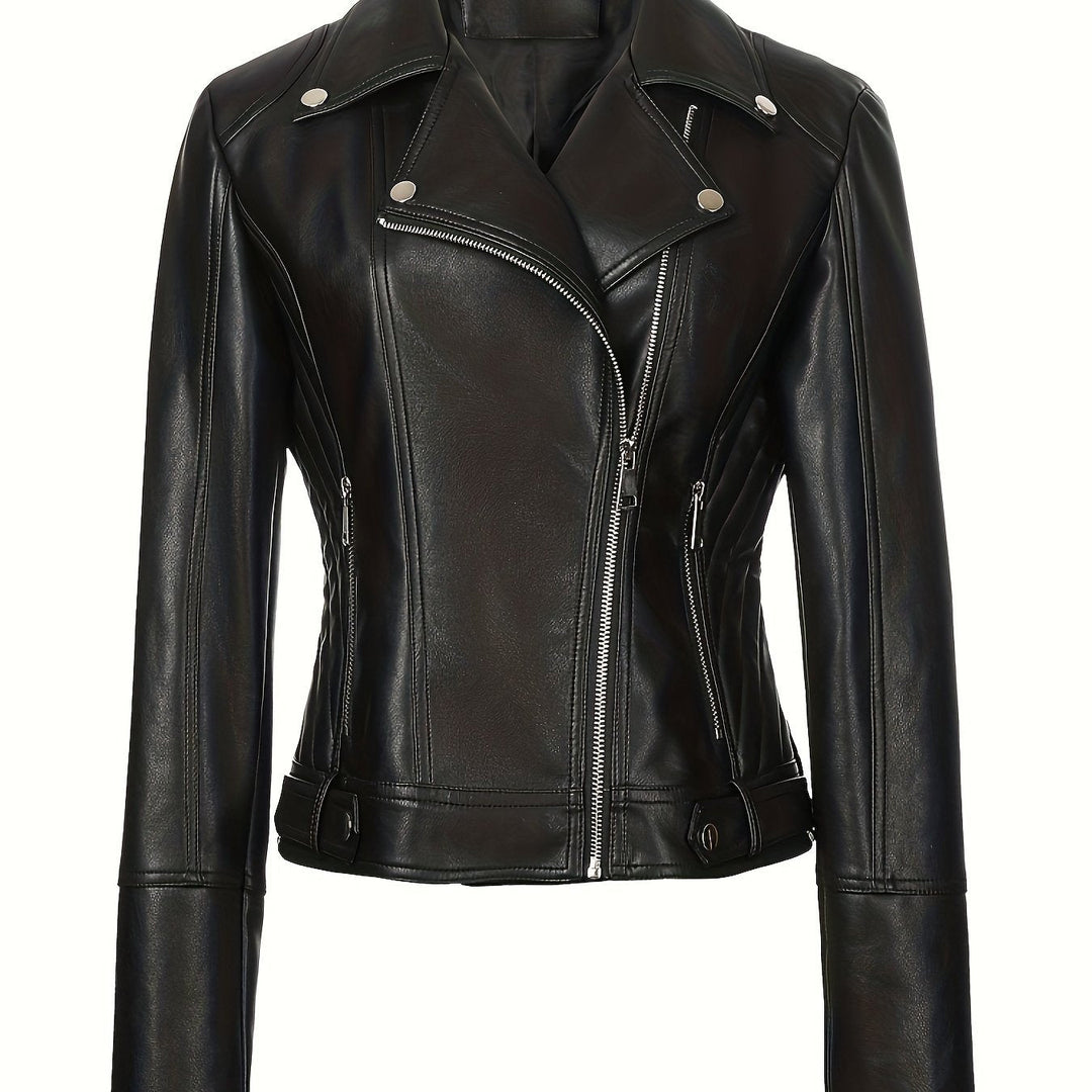 Lacey | Asymmetric-Zip Faux-Leather Biker Jacket