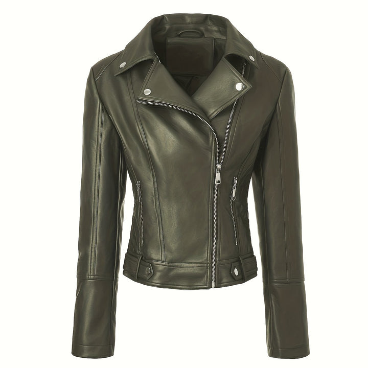 Lacey | Asymmetric-Zip Faux-Leather Biker Jacket