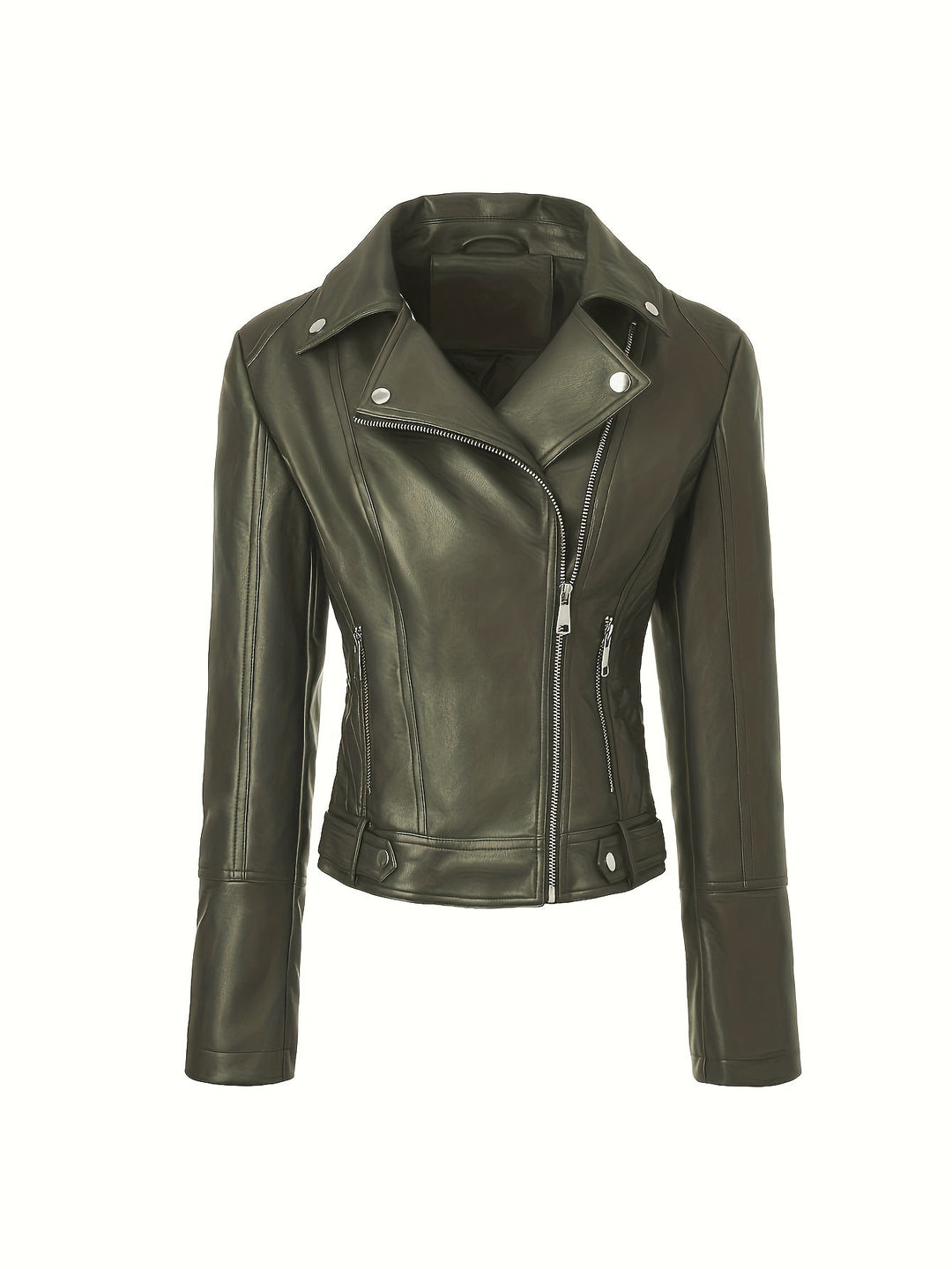 Lacey | Asymmetric-Zip Faux-Leather Biker Jacket