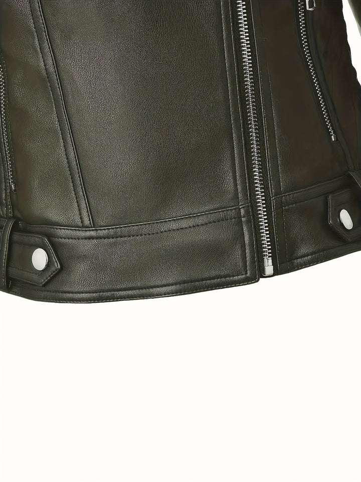 Lacey | Asymmetric-Zip Faux-Leather Biker Jacket