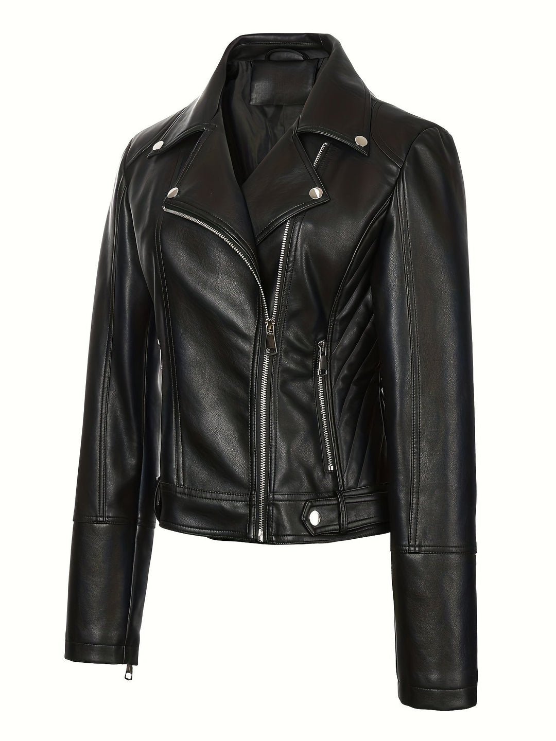 Lacey | Asymmetric-Zip Faux-Leather Biker Jacket
