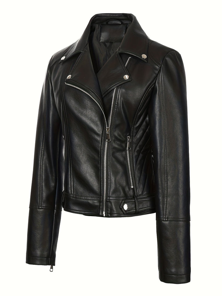 Lacey | Asymmetric-Zip Faux-Leather Biker Jacket