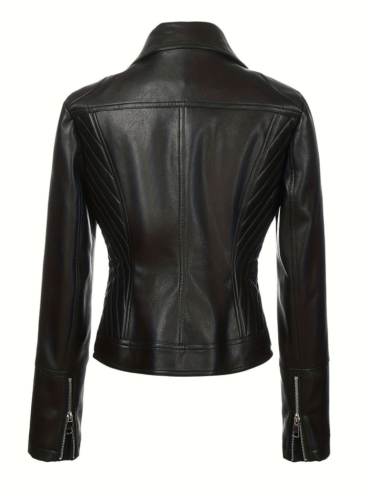 Lacey | Asymmetric-Zip Faux-Leather Biker Jacket