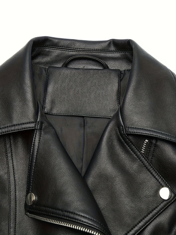 Lacey | Asymmetric-Zip Faux-Leather Biker Jacket