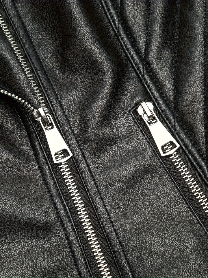 Lacey | Asymmetric-Zip Faux-Leather Biker Jacket