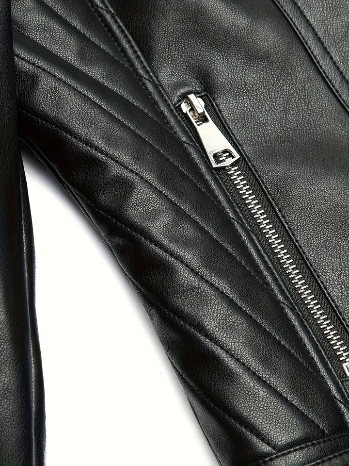 Lacey | Asymmetric-Zip Faux-Leather Biker Jacket