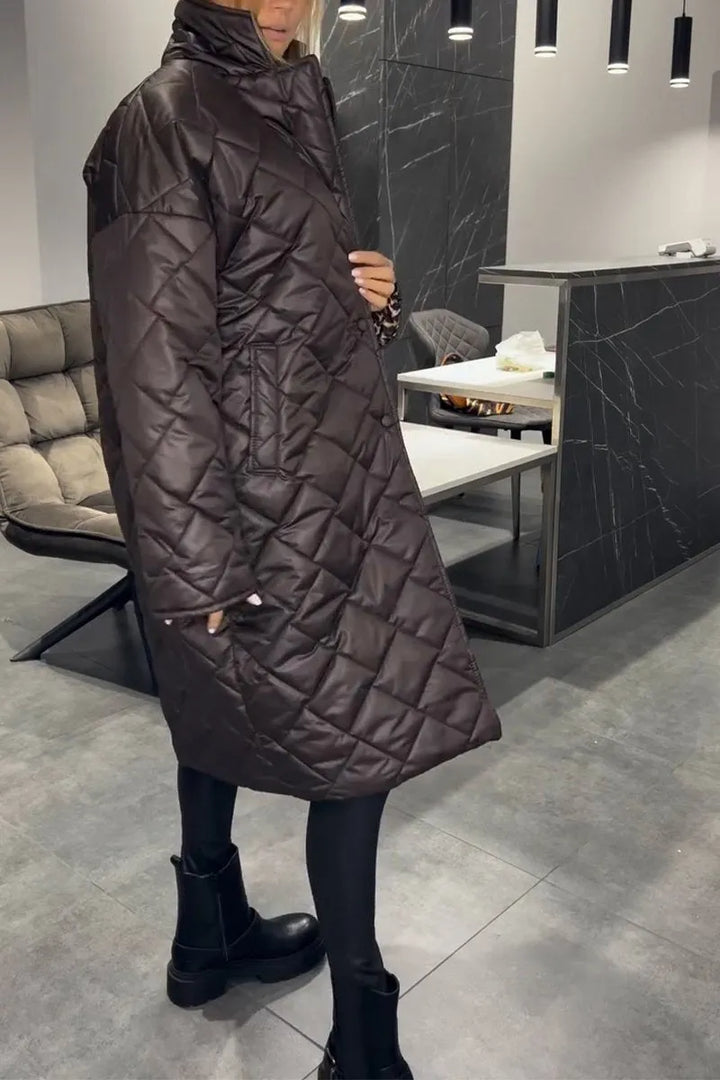 Lori | Leopard-Lined Snap-Front Quilted Coat