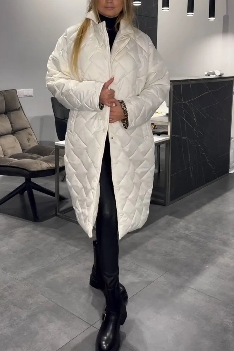 Lori | Leopard-Lined Snap-Front Quilted Coat