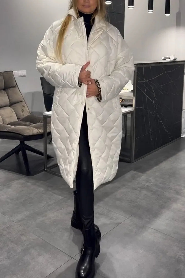 Lori | Leopard-Lined Snap-Front Quilted Coat