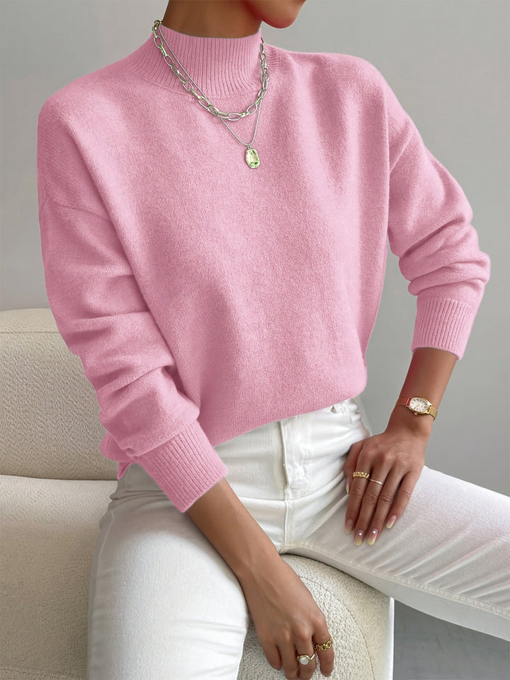 Ruby | Ribbed-Cuff Solid Crew-Neck Sweater