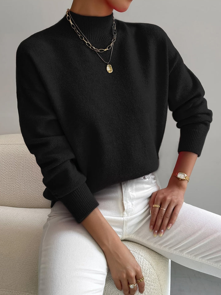 Ruby | Ribbed-Cuff Solid Crew-Neck Sweater