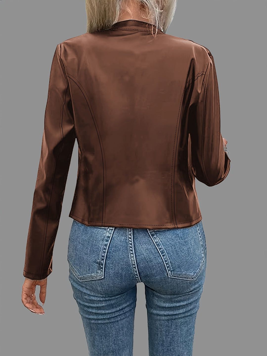 Mariah | Cropped Zip-Up Faux-Leather Jacket