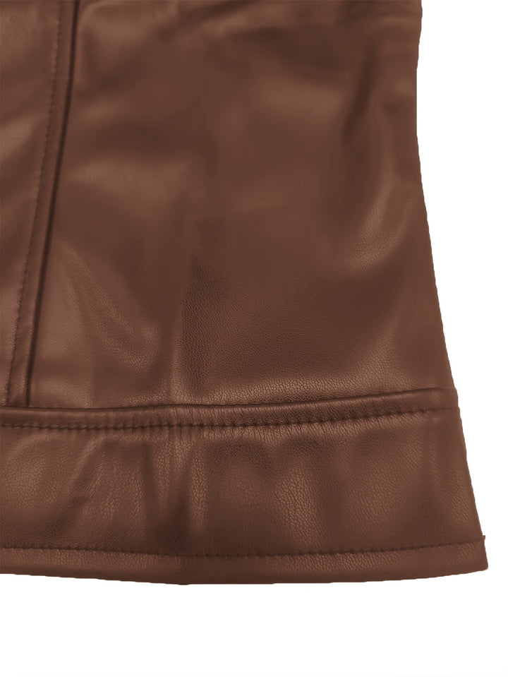 Mariah | Cropped Zip-Up Faux-Leather Jacket
