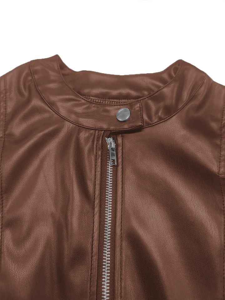 Mariah | Cropped Zip-Up Faux-Leather Jacket
