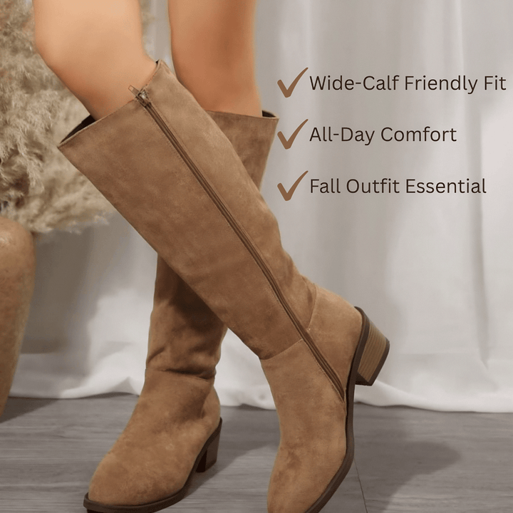 Sydney | Pointed-Toe Knee-High Wide-Calf Boots for Fall