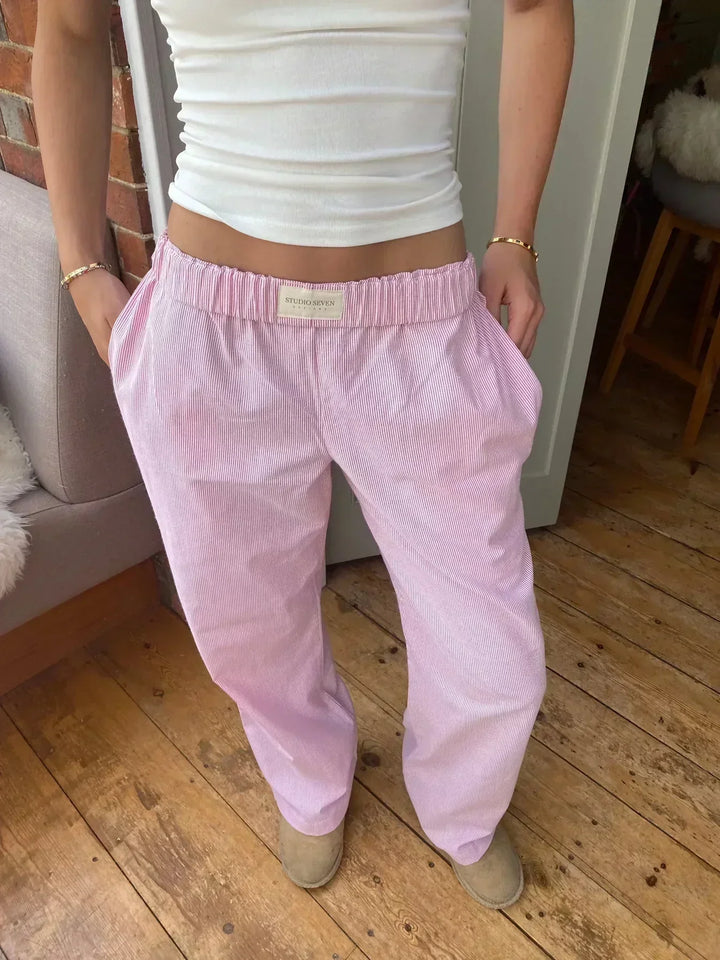 Olive | Fine-Stripe Elastic-Waist Relaxed Sweatpants