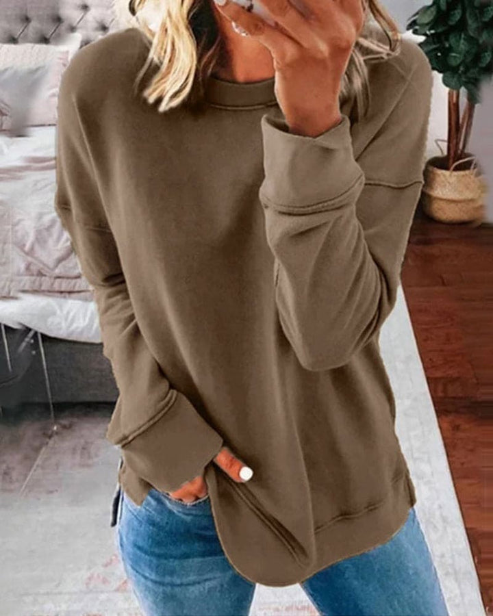 Abigail | Side-Slit Relaxed Crew-Neck Sweatshirt