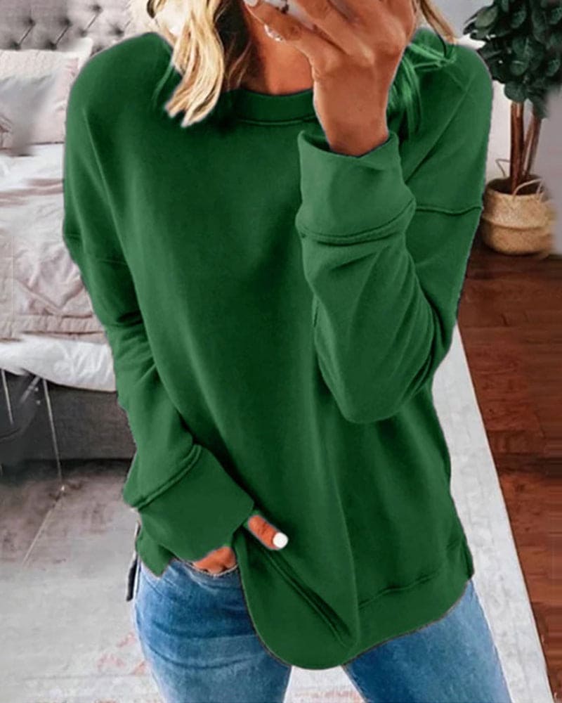 Abigail | Side-Slit Relaxed Crew-Neck Sweatshirt