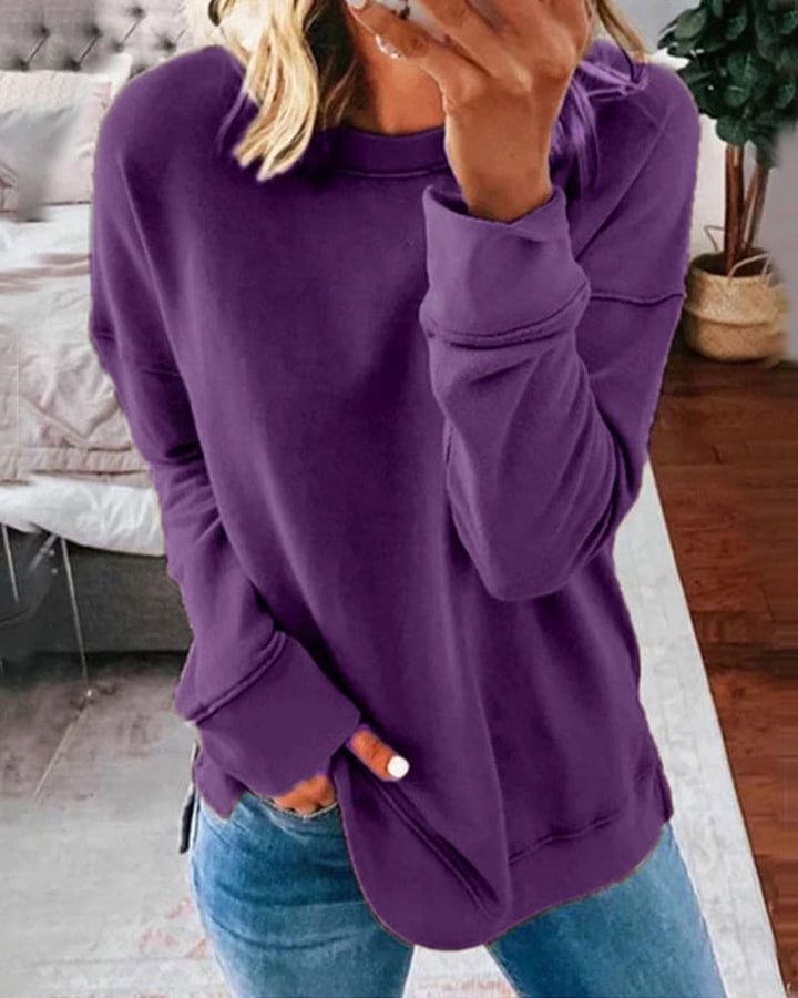 Abigail | Side-Slit Relaxed Crew-Neck Sweatshirt