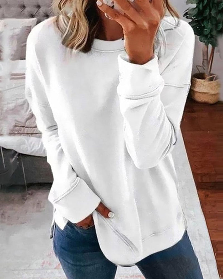 Abigail | Side-Slit Relaxed Crew-Neck Sweatshirt