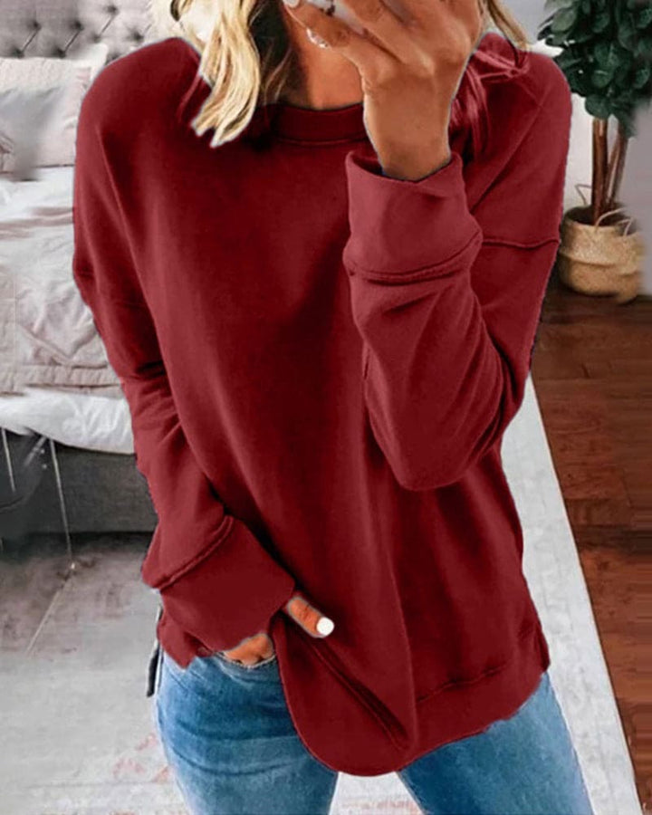 Abigail | Side-Slit Relaxed Crew-Neck Sweatshirt