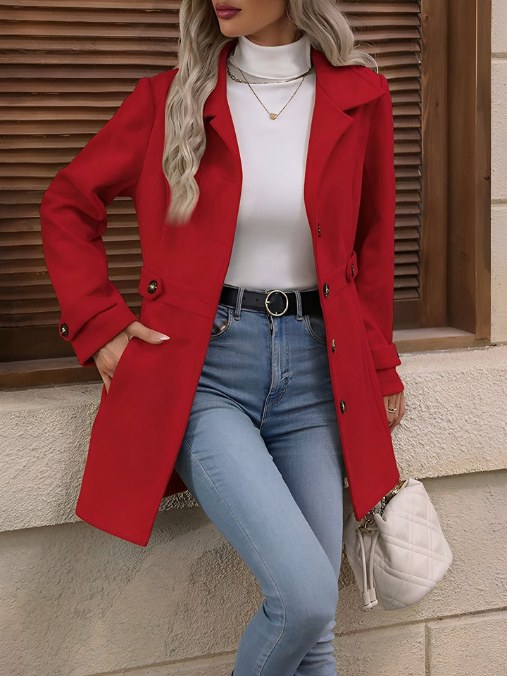 Andrea | Waist-Tab Single-Breasted Trench Coat for Fall
