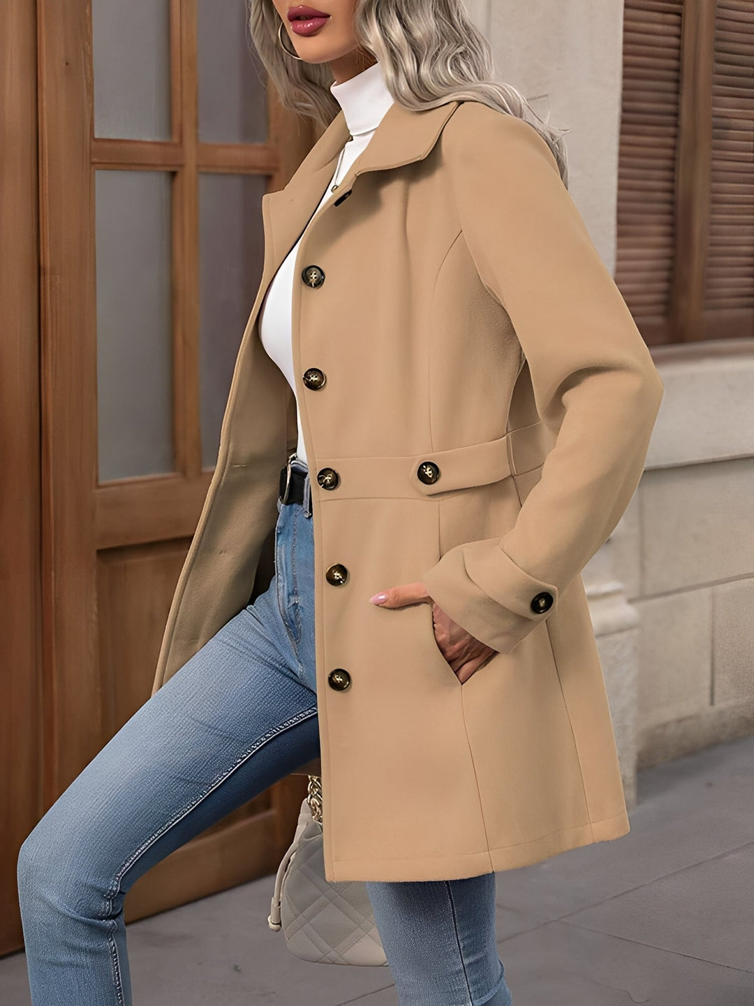 Andrea | Waist-Tab Single-Breasted Trench Coat for Fall