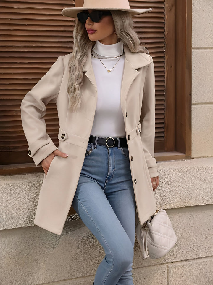 Andrea | Waist-Tab Single-Breasted Trench Coat for Fall