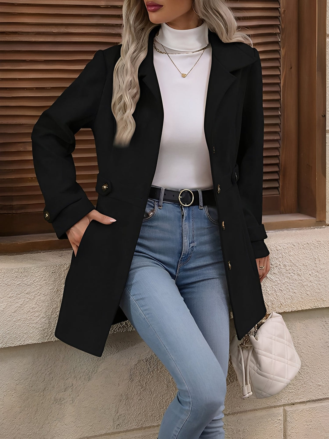 Andrea | Waist-Tab Single-Breasted Trench Coat for Fall