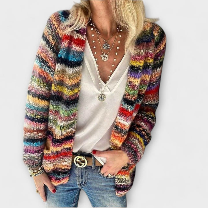 Roxanne | Multicolor Open-Front Striped Cardigan