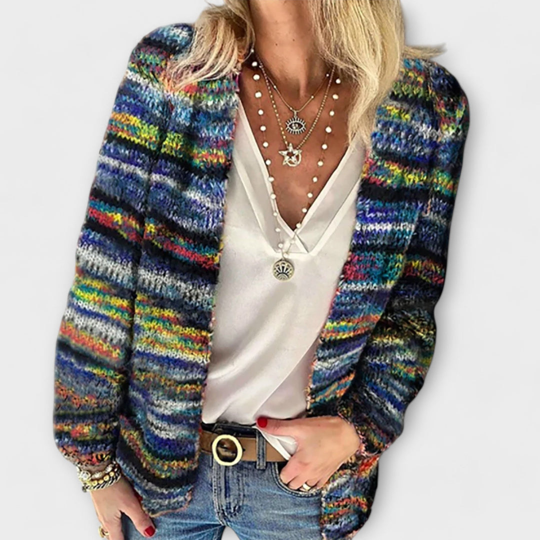 Roxanne | Multicolor Open-Front Striped Cardigan
