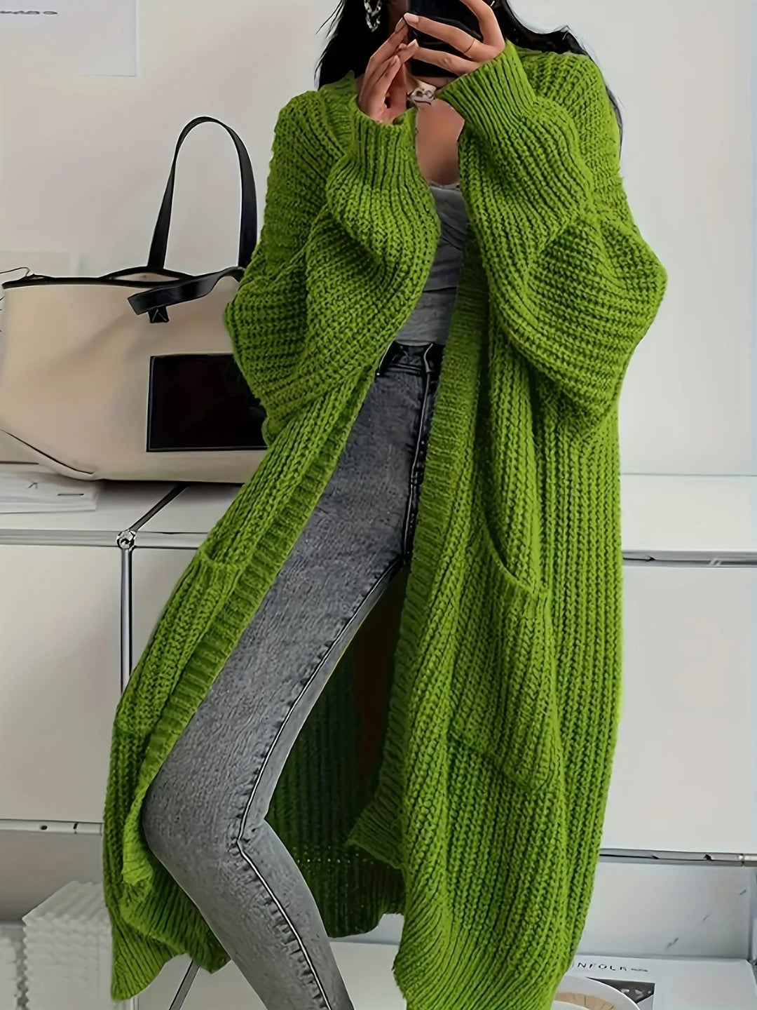 Rebecca | Oversized Open-Front Longline Cardigan