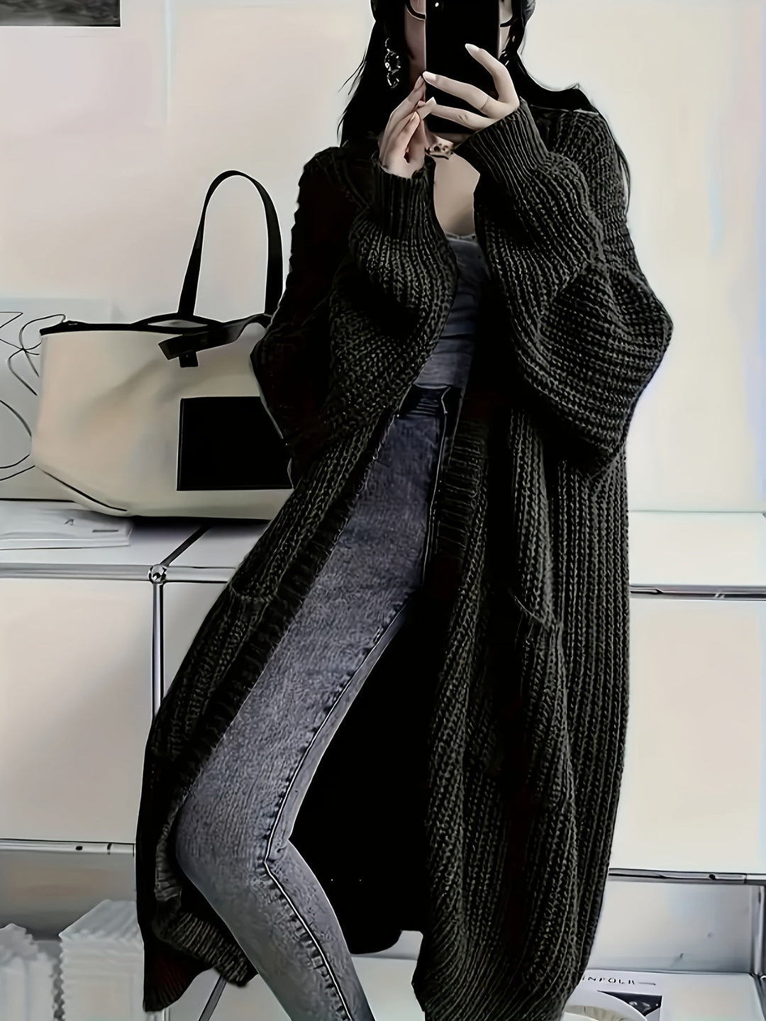 Rebecca | Oversized Open-Front Longline Cardigan