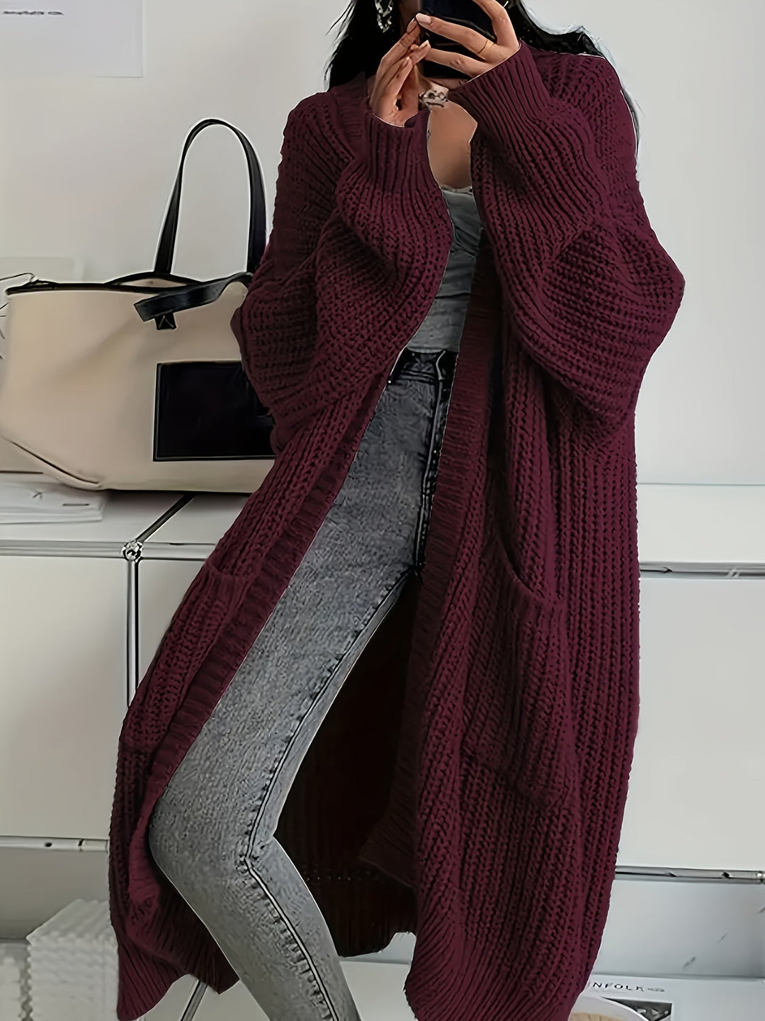 Rebecca | Oversized Open-Front Longline Cardigan
